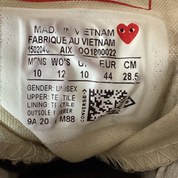 Converse Chuck Taylor All Star Comme des Garcon Athletic Shoes Unisex Sneakers - Picture 14 of 15